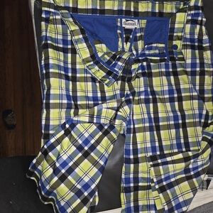 Slazenger Blue, Lime & Black Plaid Shorts